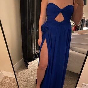 Royal Blue Maxi Dress with flower detail
